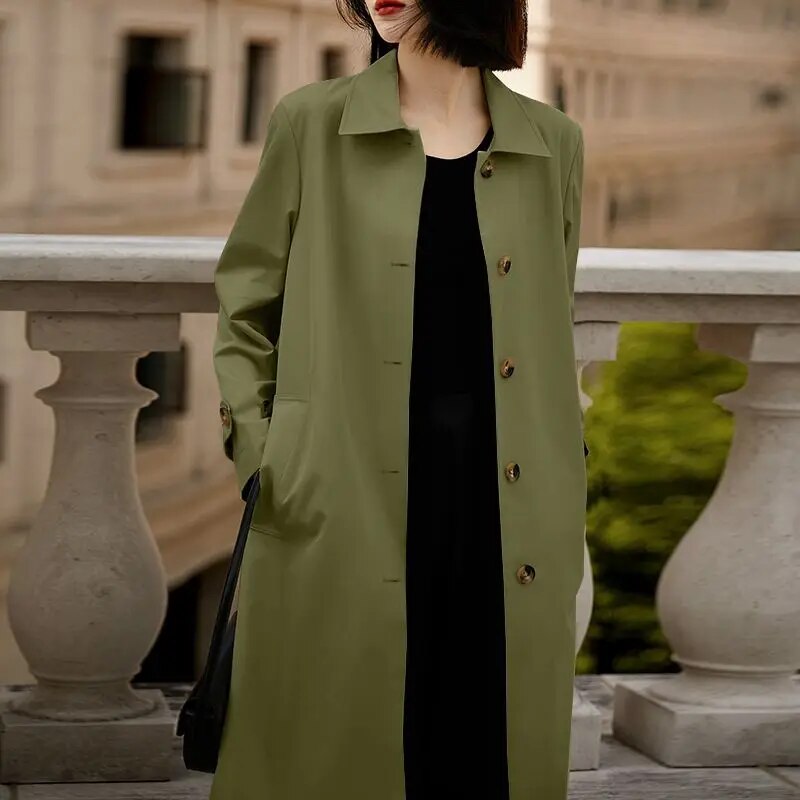 Frieda | Classic & Sleek Midi Trench Coat