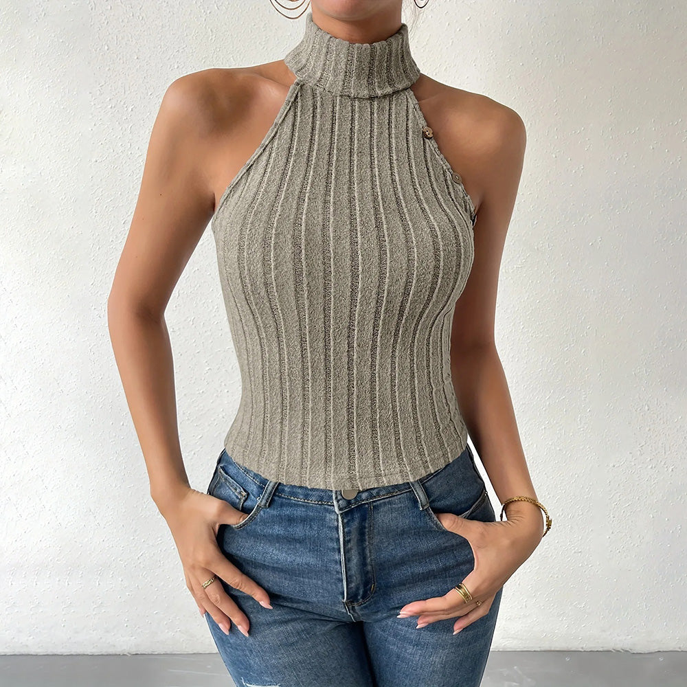 Camryn | Chic & Sleek Halter Turtleneck Top