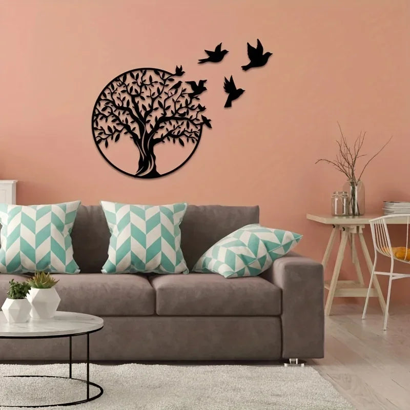 Ethan | Artistic Tree and Birds Metal Wall Art