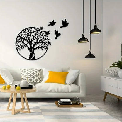 Ethan | Artistic Tree and Birds Metal Wall Art