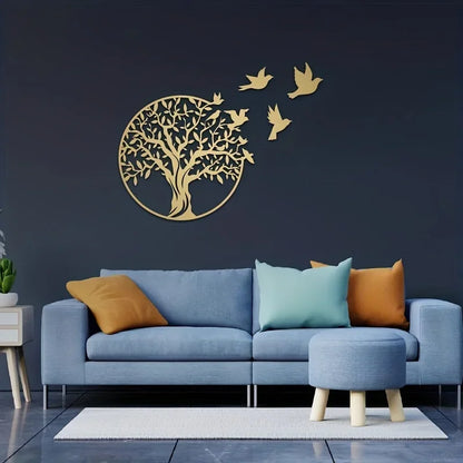 Ethan | Artistic Tree and Birds Metal Wall Art