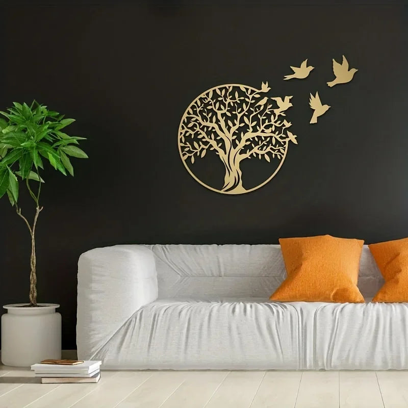 Ethan | Artistic Tree and Birds Metal Wall Art