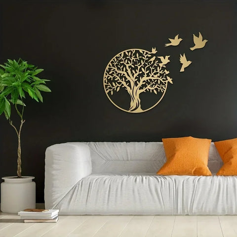 Ethan | Artistic Tree and Birds Metal Wall Art