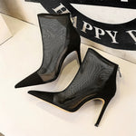 Gwendolyn | Daring & Sophisticated High Heel Mesh Ankle Boots